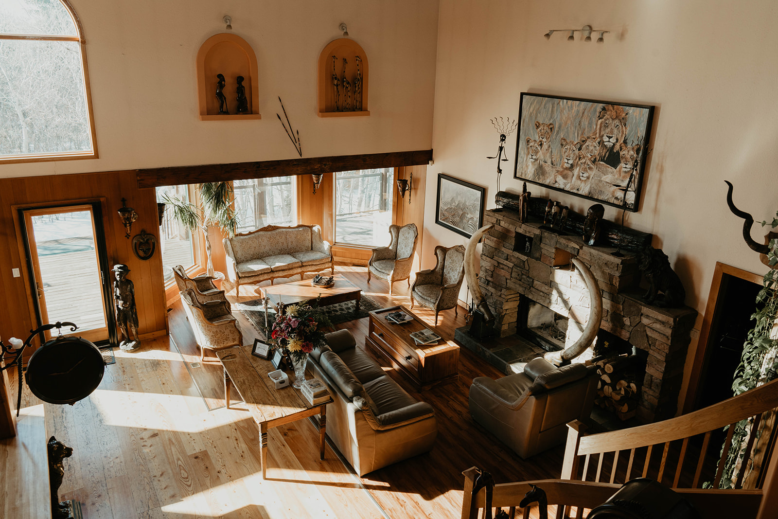 The lounge at South Africa House guest lodge in Wainwright, Alberta