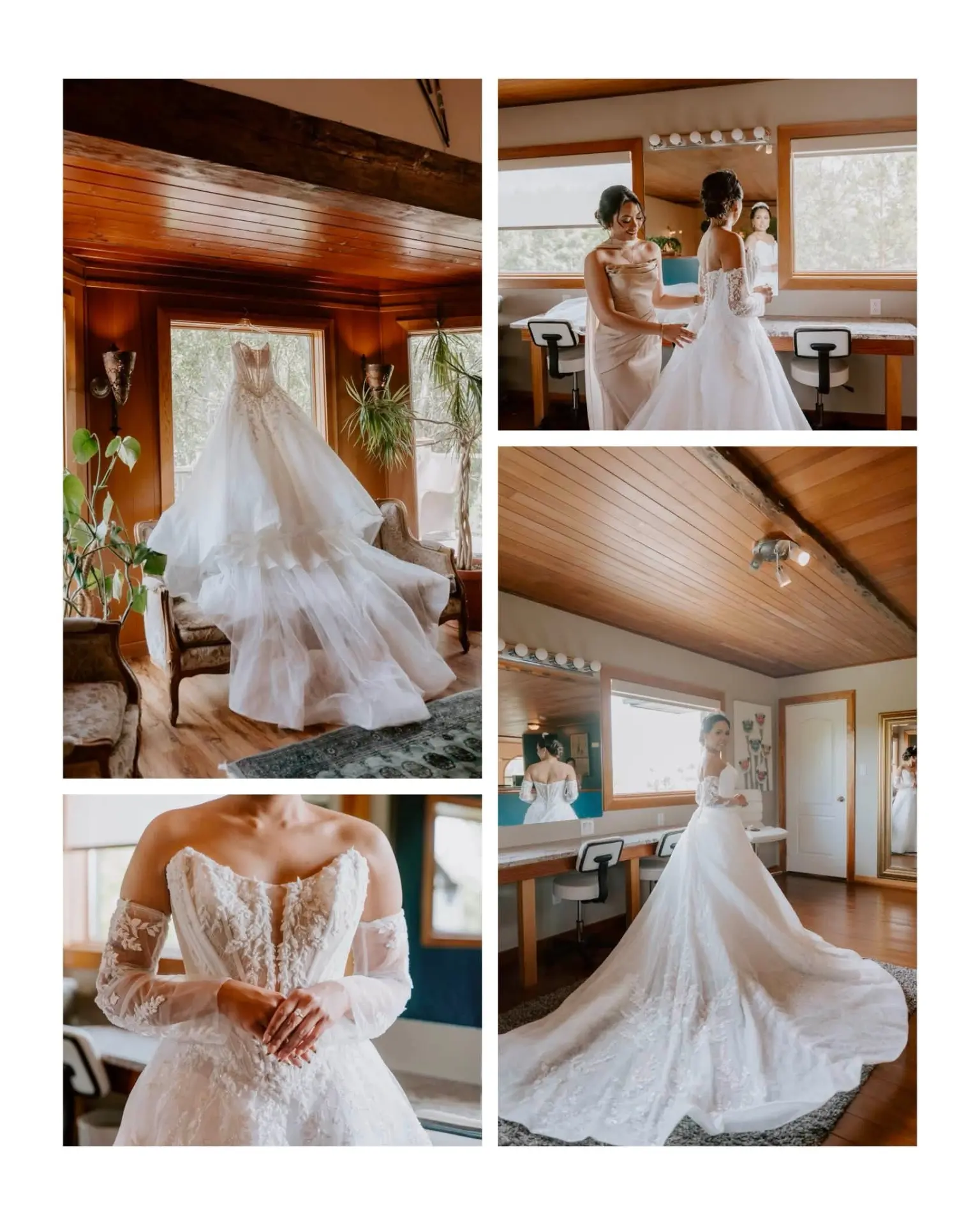 Bride getting ready in the house